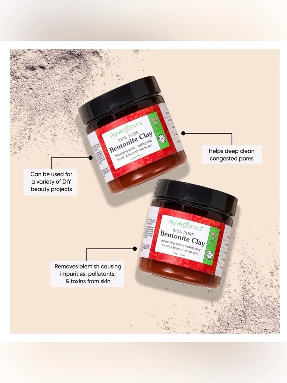 Sky Organics 100% Pure Bentonite Clay
